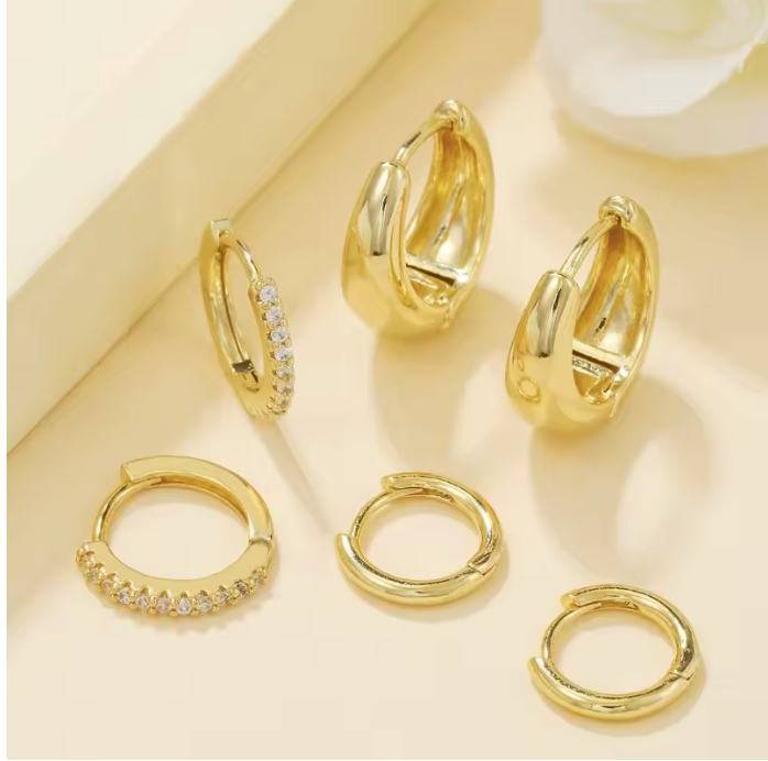 Gold & Pavé Mini Hoops