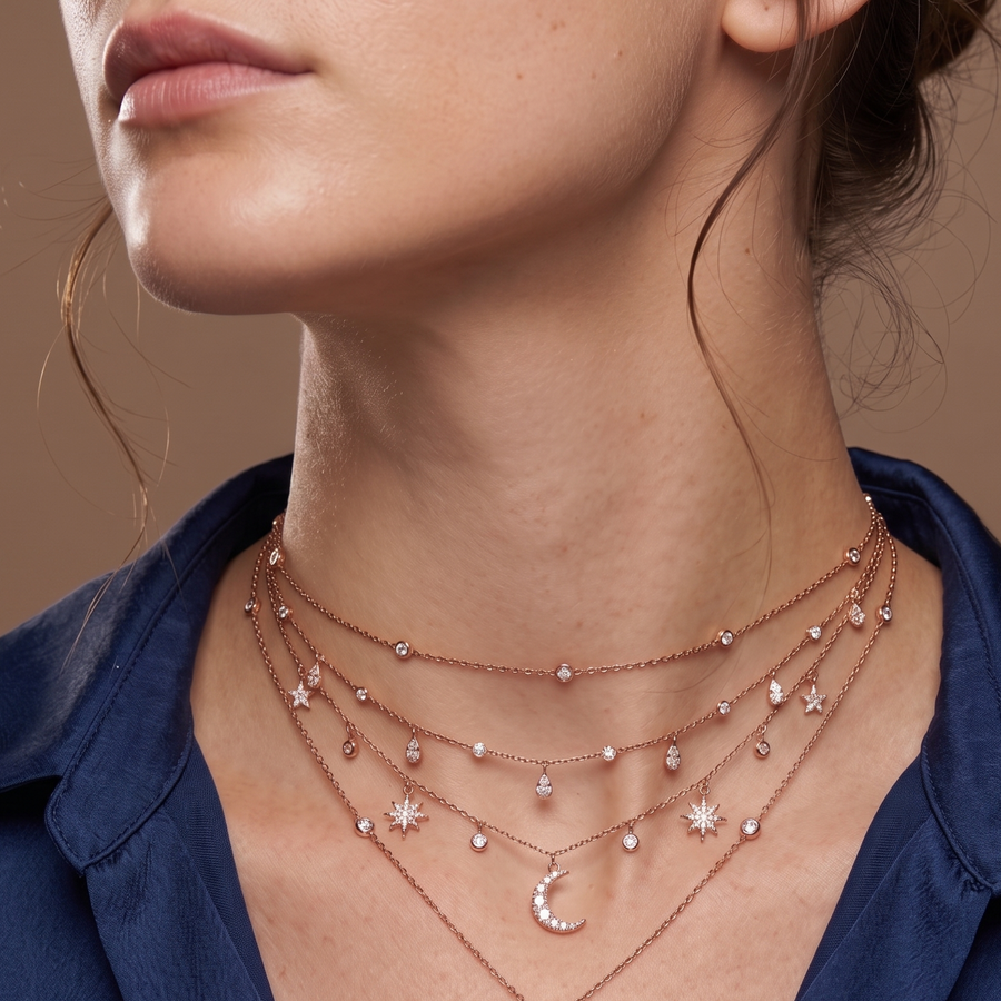 Layered Celestial Chain Necklaces