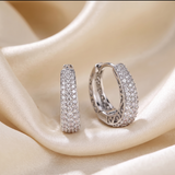 Silver Pavé Hoops