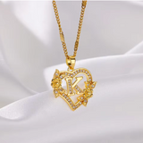 Gold Initial Heart Necklace A–Z