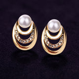 Layered Circle Pearl Earrings