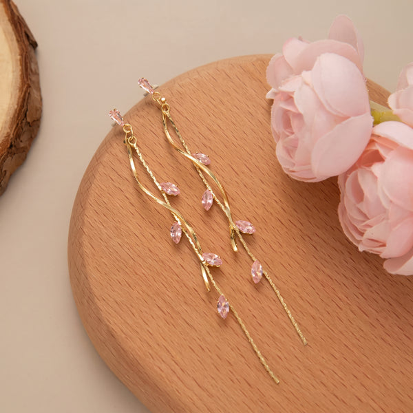 Twisted Zircon Tassel Earrings