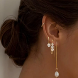Pearl Dangle Hoop Earrings Set