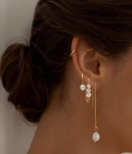 Pearl Dangle Hoop Earrings Set