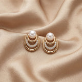 Layered Circle Pearl Earrings