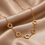 Waterproof Gold Floral Necklace & Bracelet