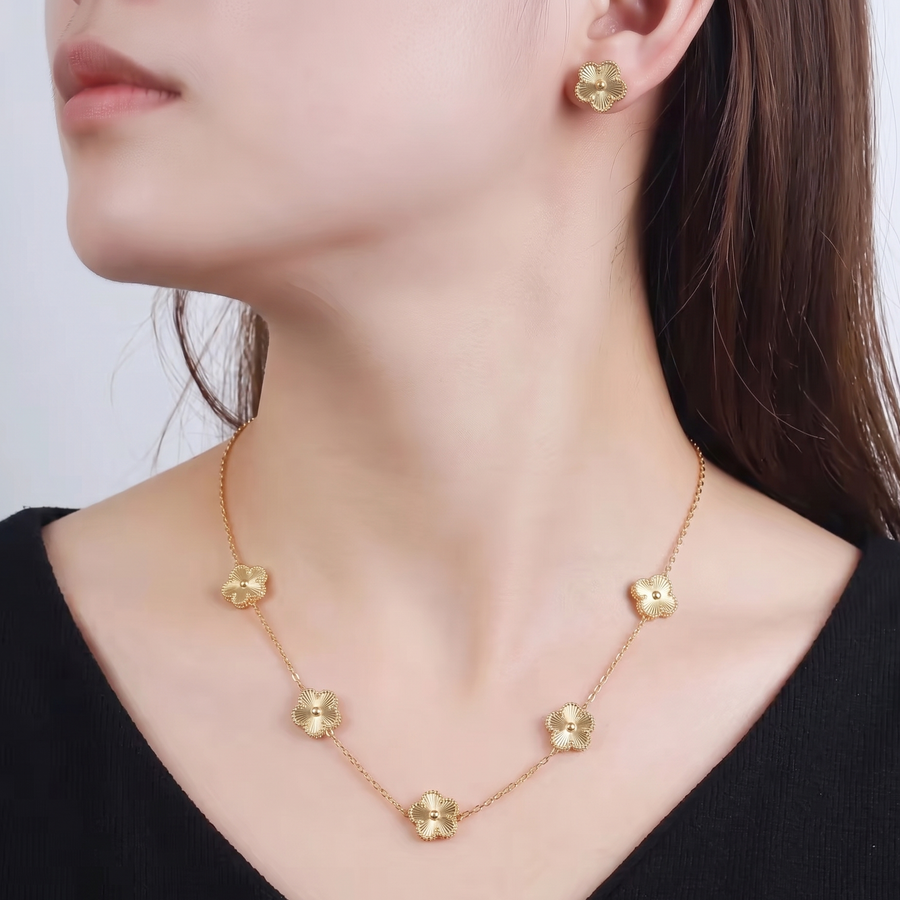 Five Leaf Flower Jewelry Set