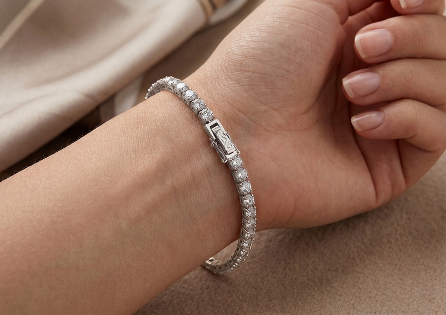 925 Sterling Silver Rose Gold Tennis Bracelet
