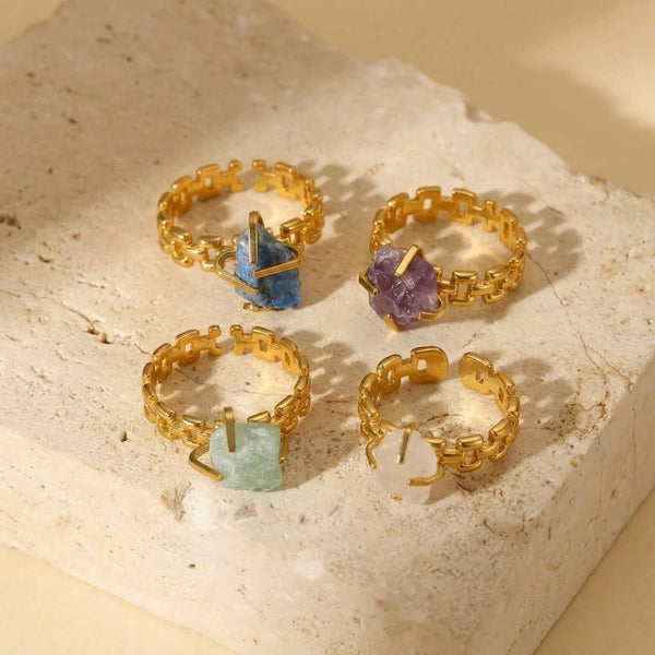Adjustable Amethyst Stone Ring