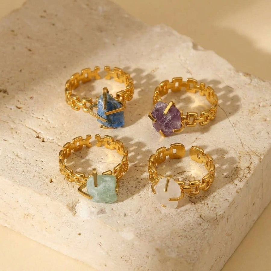 Adjustable Amethyst Stone Ring