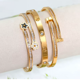 Gold Clover & Cross Bracelet Stack