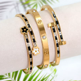 Gold Clover & Cross Bracelet Stack