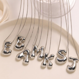 Chunky Bubble Letter Initial Necklace