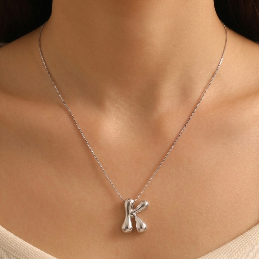 Chunky Bubble Letter Initial Necklace