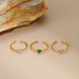 Cubic Zirconia Heart Adjustable Ring