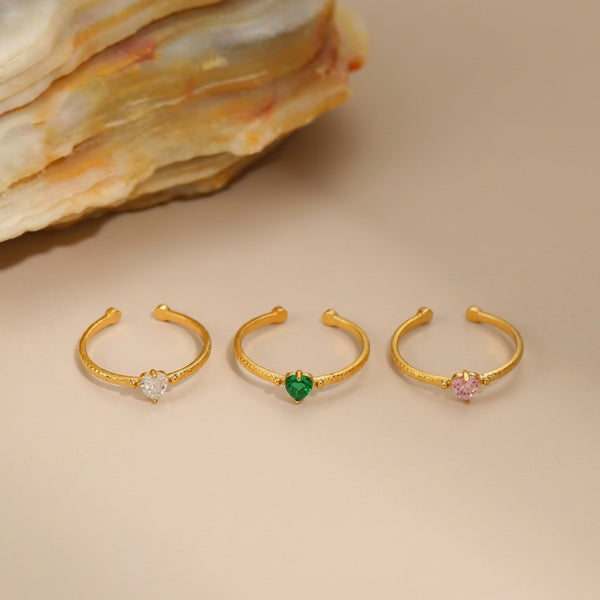 Cubic Zirconia Heart Adjustable Ring