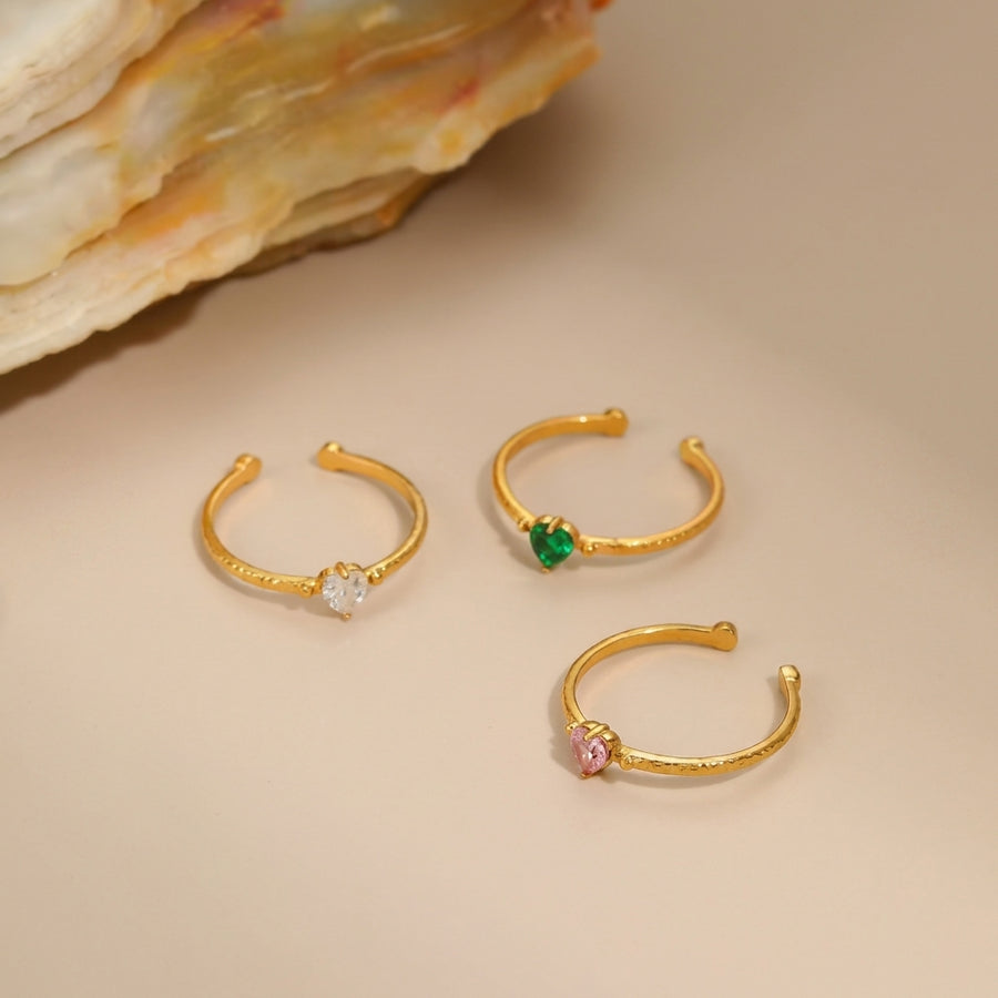 Cubic Zirconia Heart Adjustable Ring