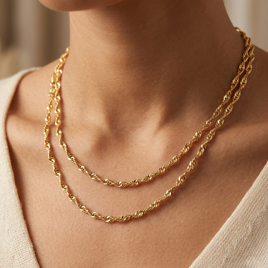 925 Silver 18K Gold Plated Chain