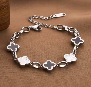 Four-Leaf Clover Adjustable Charm Bracelet