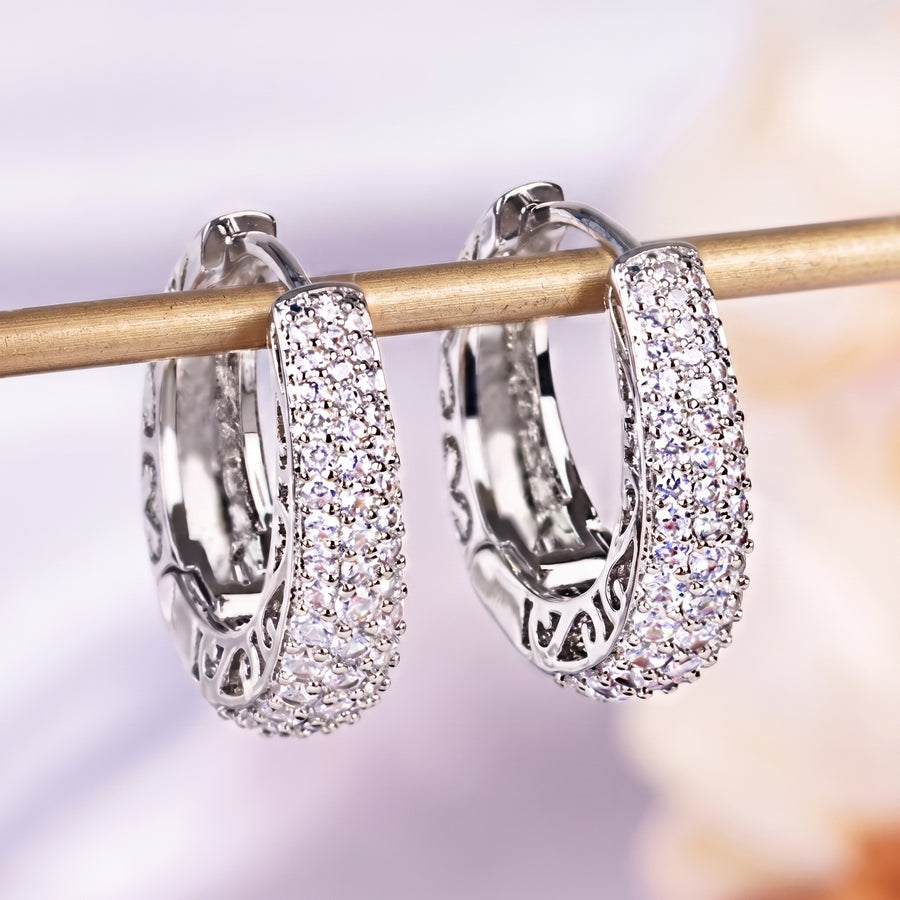 Silver Pavé Hoops