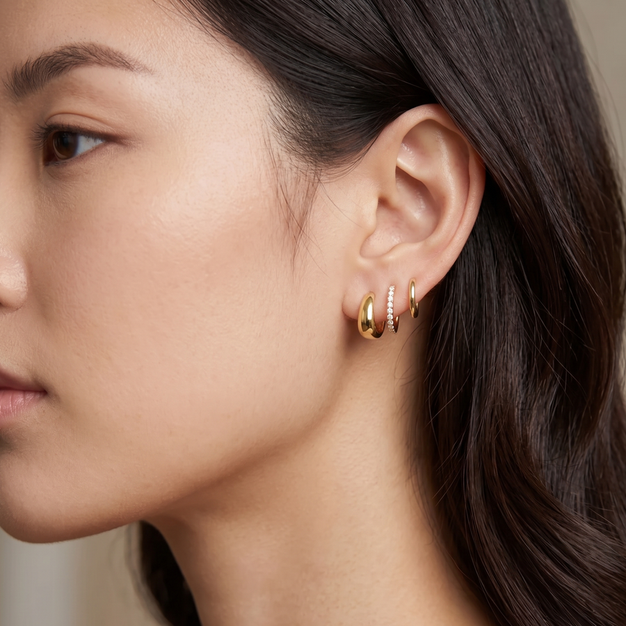 Gold & Pavé Mini Hoops