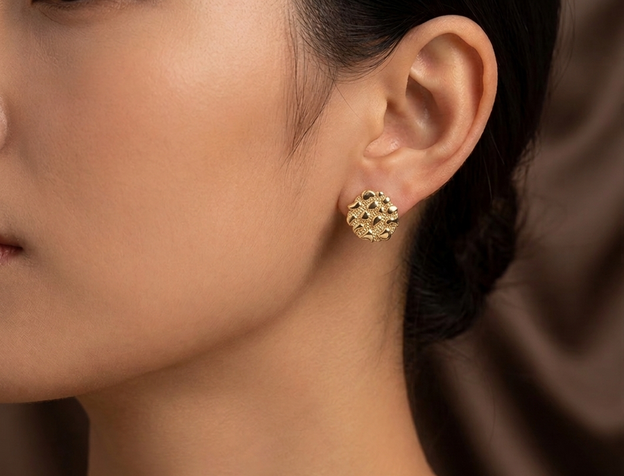 Textured Gold Statement Studs