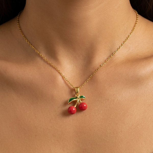 Summer Pearl Cherry Clavicle Necklace