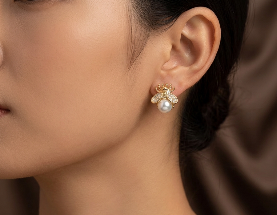 Pearl Bee Sterling Silver Earrings
