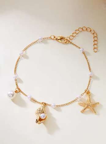 Gold Beach Charm Anklet