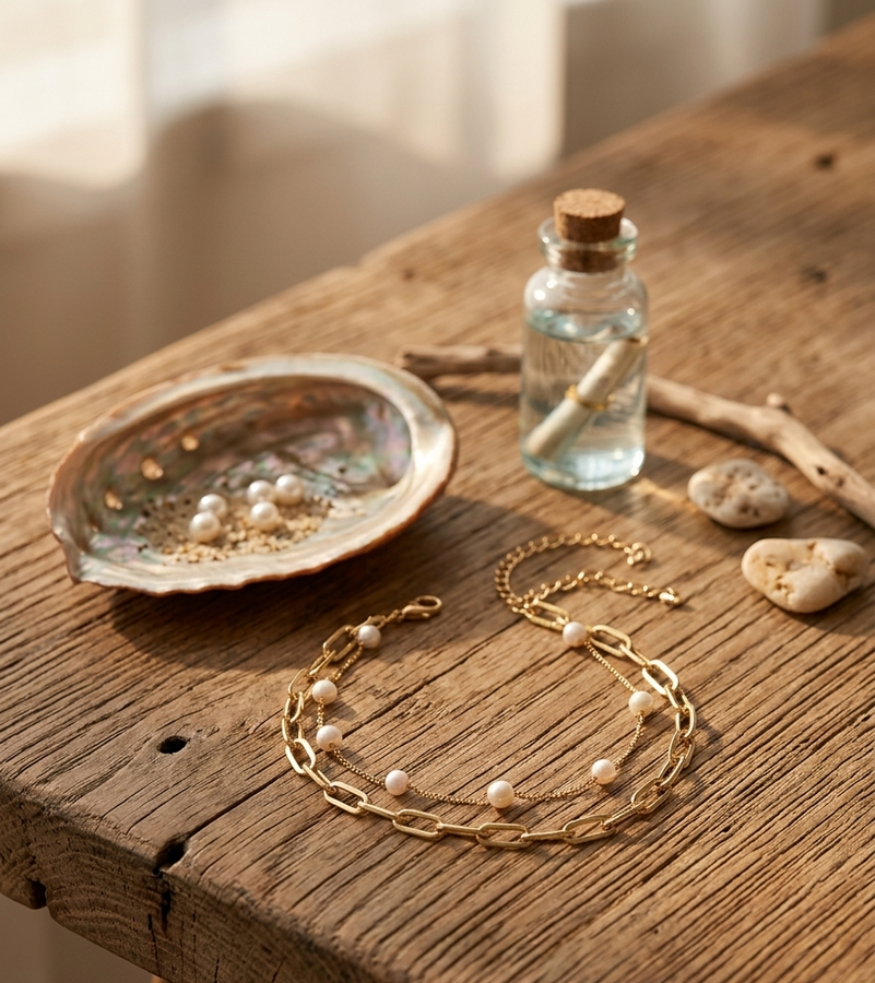 Gold Beach Charm Anklet