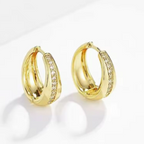 Gold Hoop Earrings with Cubic Zirconia