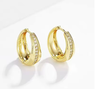 Gold Hoop Earrings with Cubic Zirconia
