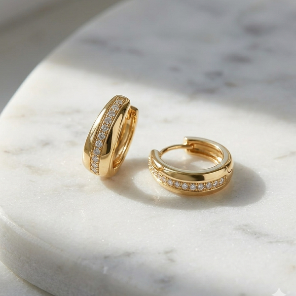 Gold Hoop Earrings with Cubic Zirconia