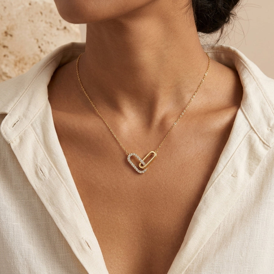 Gold Interlocking Link Necklace