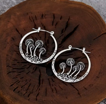 Gothic Mushroom Hoop Earrings
