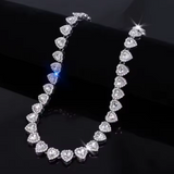 Heart Rhinestone Tennis Necklace And Bracelet