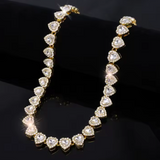Heart Rhinestone Tennis Necklace And Bracelet