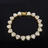 Heart Rhinestone Tennis Necklace And Bracelet
