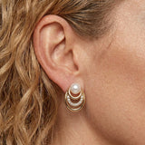Layered Circle Pearl Earrings
