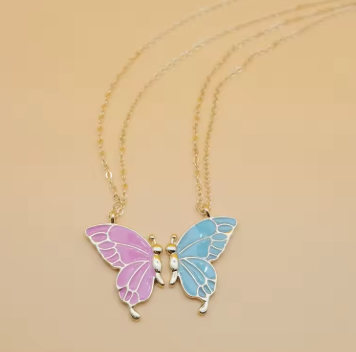 Minimalist Couple Butterfly Pendant Necklace