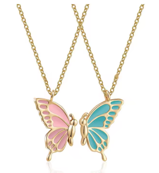 Minimalist Couple Butterfly Pendant Necklace