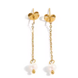 Minimalist Pearl Chain Earrings