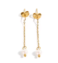 Minimalist Pearl Chain Earrings