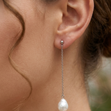 Minimalist Pearl Chain Earrings