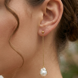 Minimalist Pearl Chain Earrings