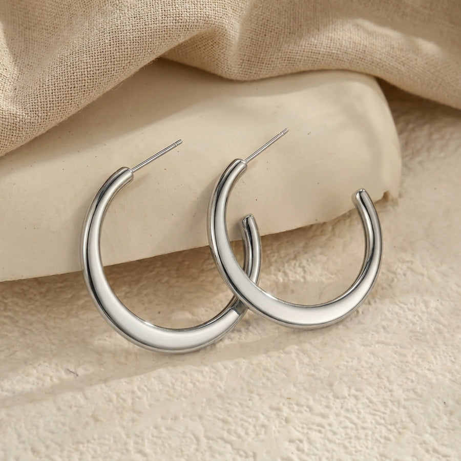 Polished Gold & Silver Statement Hoops