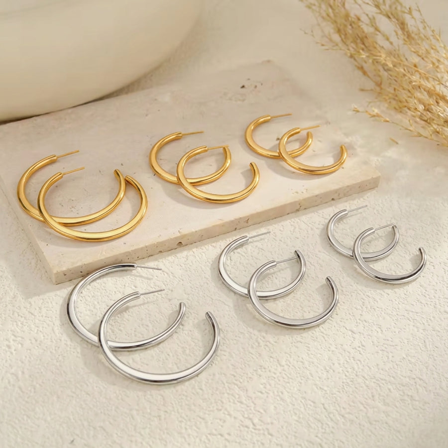 Polished Gold & Silver Statement Hoops