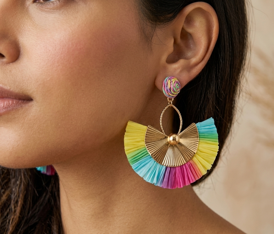 Rainbow Tassel Drop Earrings