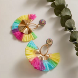 Rainbow Tassel Drop Earrings