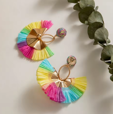 Rainbow Tassel Drop Earrings